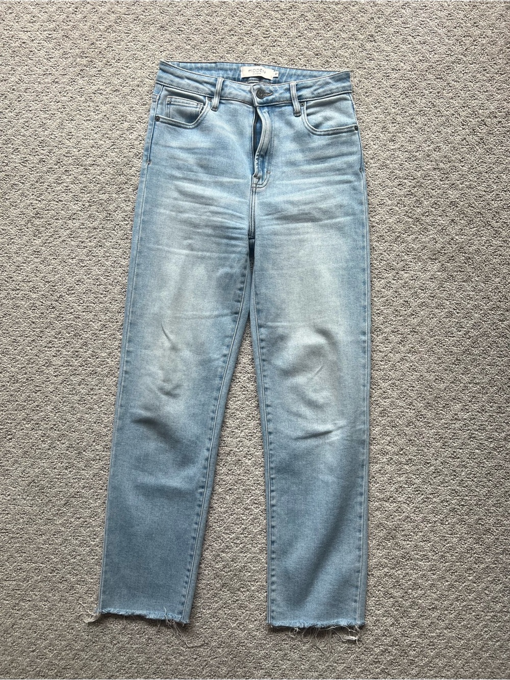 Light Blue Straight-Leg Jeans with Raw Hem